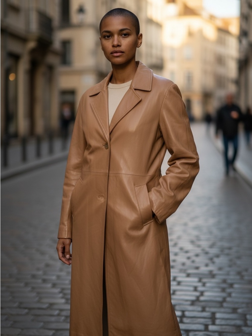 Newport News Tan Leather Long Coat